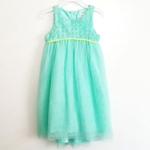 NEW Cat & Jack Mint Green Girl's Dress Empire Waist Rosette Dress Size 2T Nwot